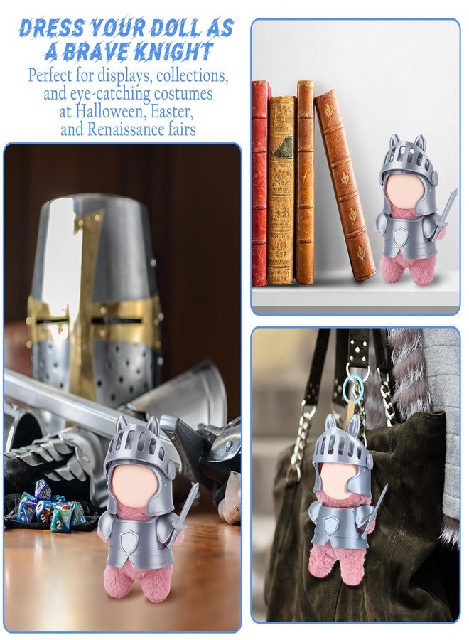 Simgoing 17 cm Doll Knight Costume Outfit Helmet Armor Sword Cute Medieval Armor Suit for Halloween Easter Renaissance Fair Costume Doll Clothes Accessory Gift Collection(Silver) - Image 3